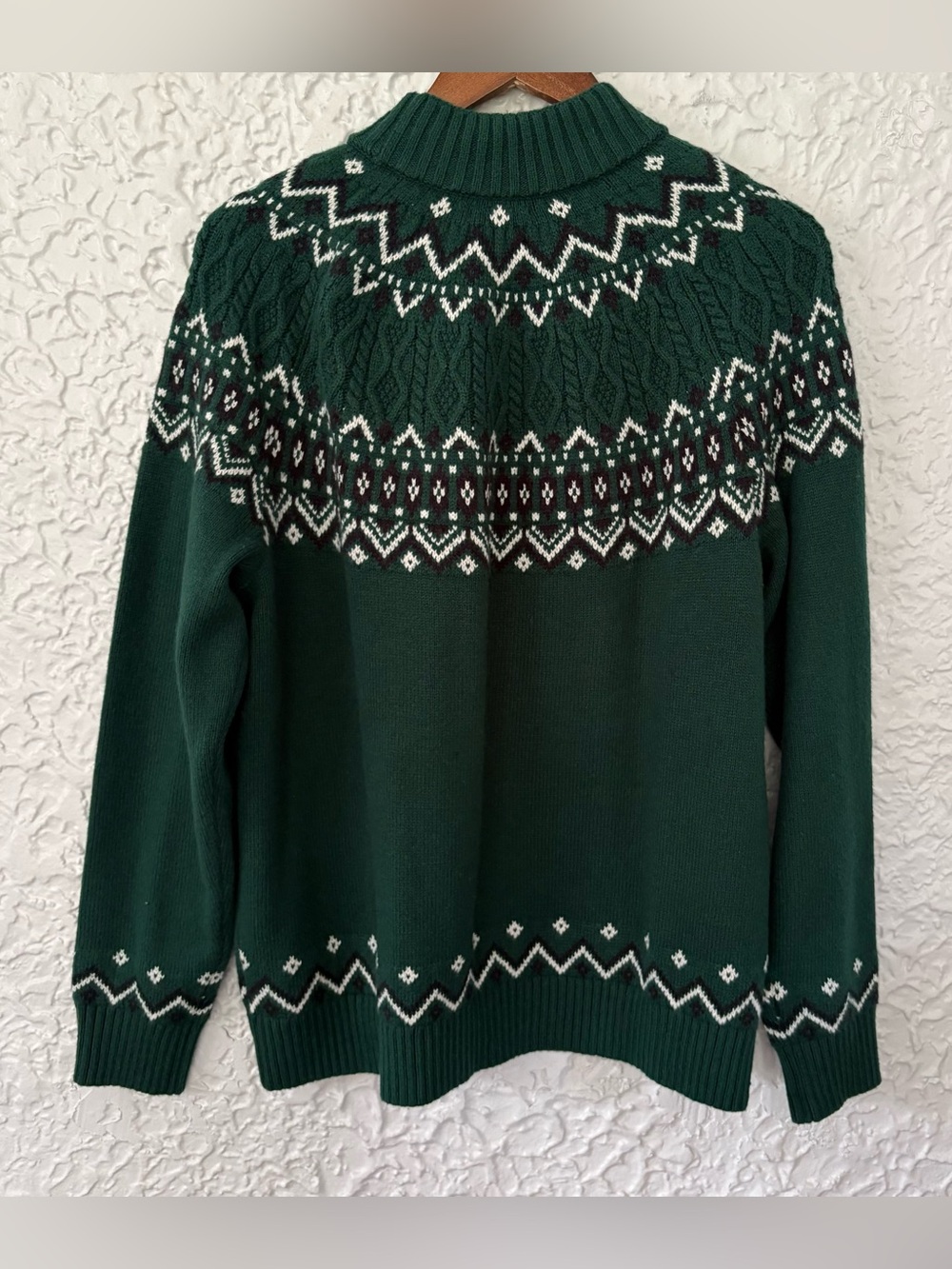 Lands' End Mock-Neck Fair Isle Sweater Size Large - Picture 3 of 6